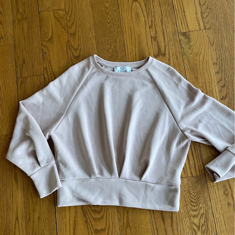 Magaschoni Blush Pink Pleated Cropped Top